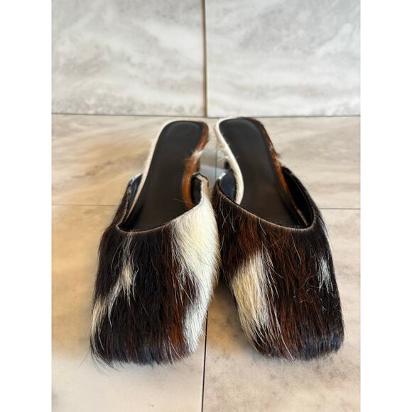 Mango MNG Women’s Leather Cow Print Mules Square Toe Size 6.5 Small Flaw - Picture 2 of 8